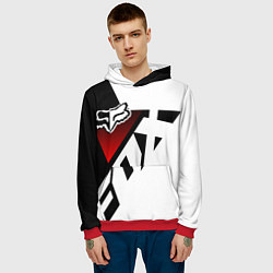 Толстовка-худи мужская FOX RACING - ФОКС ЧЕРНЫЙ И БЕЛЫЙ, цвет: 3D-красный — фото 2