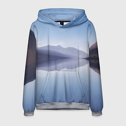 Толстовка-худи мужская Горы Озеро Туман, цвет: 3D-меланж