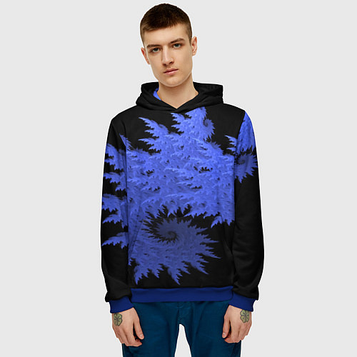 Мужская толстовка Абстрактный морозный узор Abstract frost pattern / 3D-Синий – фото 3