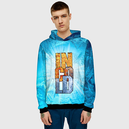 Мужская толстовка IN COLD logo with blue ice / 3D-Черный – фото 3