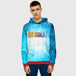 Толстовка-худи мужская IN COLD horizontal logo with blue ice, цвет: 3D-красный — фото 2