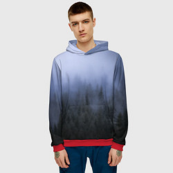 Толстовка-худи мужская Лес в ночи, цвет: 3D-красный — фото 2