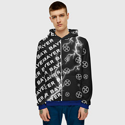 Толстовка-худи мужская BAYER - Молнии Паттерны, цвет: 3D-синий — фото 2