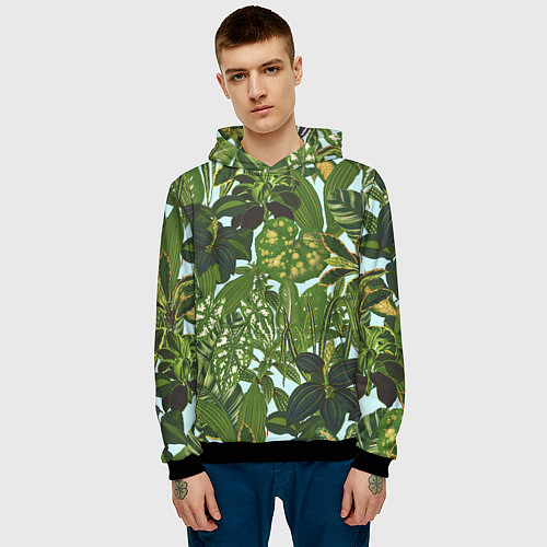 Мужская толстовка Зеленые Тропические Растения / 3D-Черный – фото 3