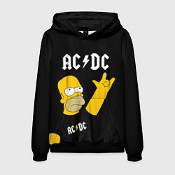 Толстовка-худи мужская AC DC ГОМЕР СИМПСОН SIMPSONS, цвет: 3D-черный