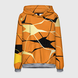 Толстовка-худи мужская Абстрактные полосы на оранжевом фоне, цвет: 3D-меланж