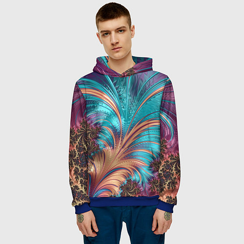 Мужская толстовка Floral composition Цветочная композиция / 3D-Синий – фото 3