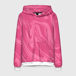 Толстовка-худи мужская РОЗОВЫЕ РАЗВОДЫ КРАСКИ МРАМОРНЫЙ, цвет: 3D-белый