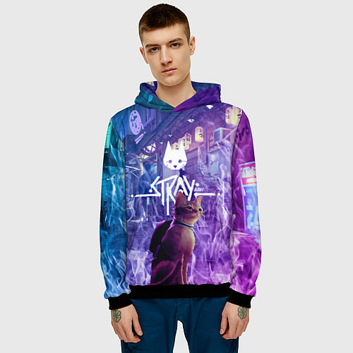 Мужская толстовка Stray: Viloet Logo / 3D-Черный – фото 3