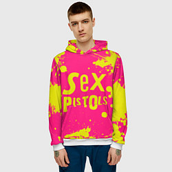 Толстовка-худи мужская Sex Pistols Yellow Logo, цвет: 3D-белый — фото 2