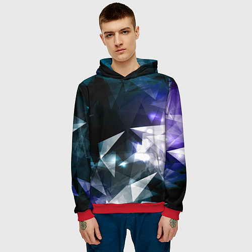 Мужская толстовка Алмазные треугольники / 3D-Красный – фото 3