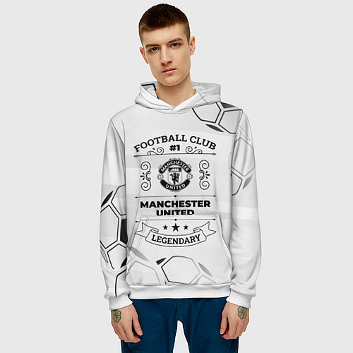 Мужская толстовка Manchester United Football Club Number 1 Legendary / 3D-Белый – фото 3