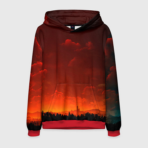 Мужская толстовка Облака перед восходом солнца / 3D-Красный – фото 1