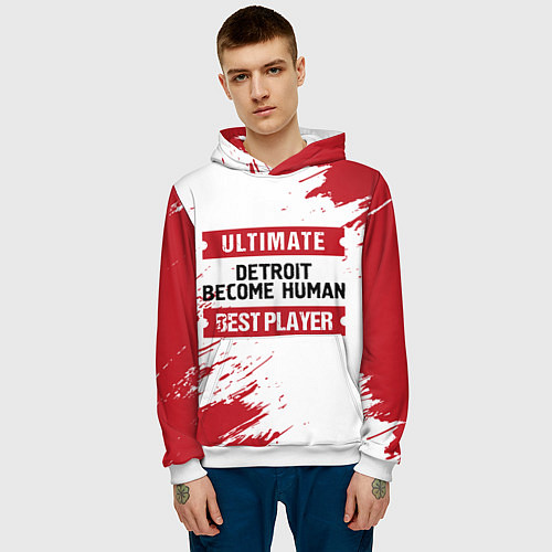 Мужская толстовка Detroit Become Human: красные таблички Best Player / 3D-Белый – фото 3