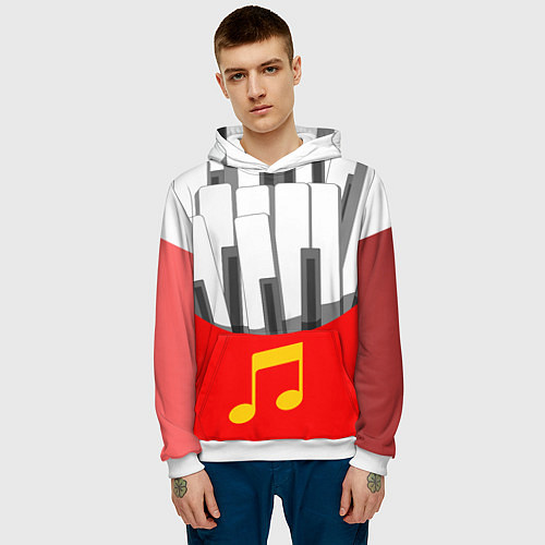 Мужская толстовка Клавиши фортепиано как картошка фри / 3D-Белый – фото 3