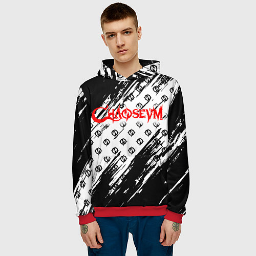 Мужская толстовка Chaoseum Pattern Logo / 3D-Красный – фото 3