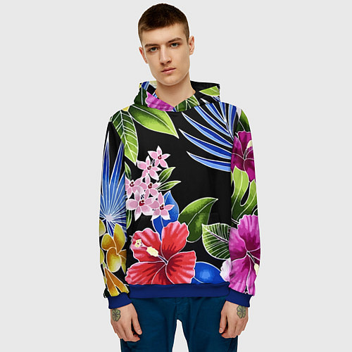 Мужская толстовка Floral vanguard composition Летняя ночь Fashion tr / 3D-Синий – фото 3