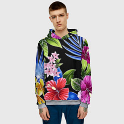 Толстовка-худи мужская Floral vanguard composition Летняя ночь Fashion tr, цвет: 3D-меланж — фото 2