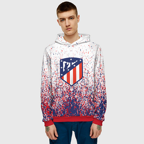 Мужская толстовка Atletico madrid logo брызги красок / 3D-Красный – фото 3