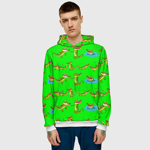 Мужская толстовка CHARMING CROCODILES / 3D-Белый – фото 3