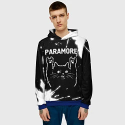 Толстовка-худи мужская Группа Paramore и Рок Кот, цвет: 3D-синий — фото 2