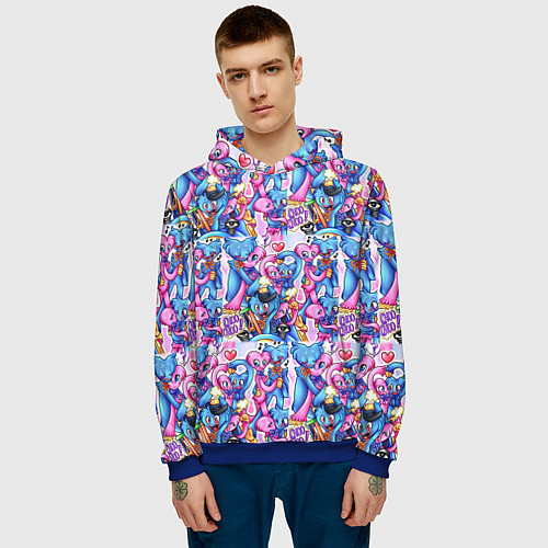 Мужская толстовка POPPY PLAYTIME HAGGY WAGGY AND KISSY MISSY LOVE / 3D-Синий – фото 3