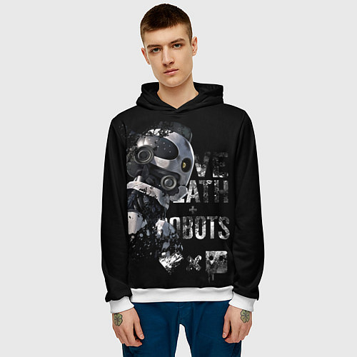 Мужская толстовка Робот с белой надписью / 3D-Белый – фото 3