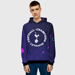 Толстовка-худи мужская Символ Tottenham и круглая надпись Football Legend, цвет: 3D-черный — фото 2