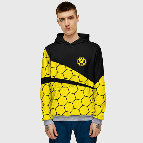 Мужская толстовка Боруссия - borussia желтые соты / 3D-Меланж – фото 3