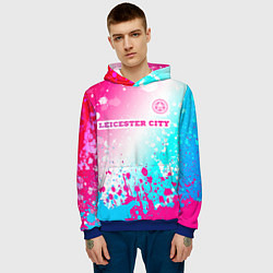 Толстовка-худи мужская Leicester City Neon Gradient, цвет: 3D-синий — фото 2