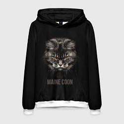 Толстовка-худи мужская Maine coon - кот, цвет: 3D-белый