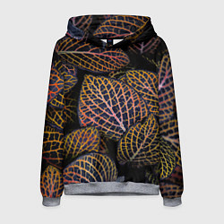 Толстовка-худи мужская Неоновые листья цветов - Оранжевый, цвет: 3D-меланж