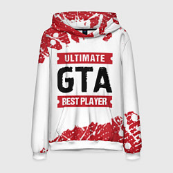 Толстовка-худи мужская GTA: красные таблички Best Player и Ultimate, цвет: 3D-белый