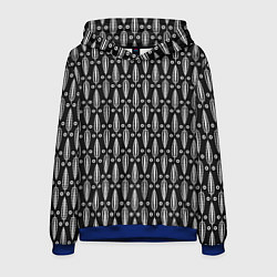 Толстовка-худи мужская Черно-белый современный модный узор листья, цвет: 3D-синий