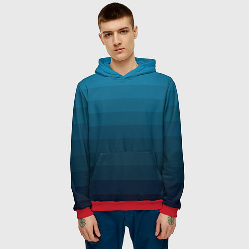 Мужская толстовка Blue stripes gradient / 3D-Красный – фото 3