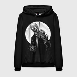 Толстовка-худи мужская Скелет скрипач под полной луной, цвет: 3D-черный