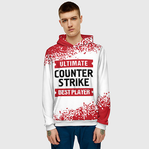 Мужская толстовка Counter Strike: красные таблички Best Player и Ult / 3D-Белый – фото 3
