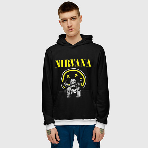 Мужская толстовка NIRVANA логотип и исполнители / 3D-Белый – фото 3