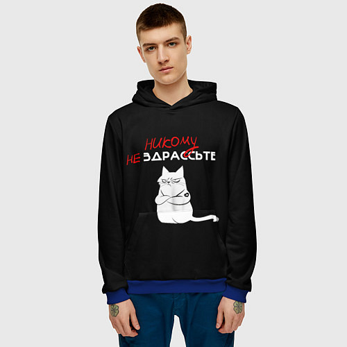 Мужская толстовка Неприветливый кот / 3D-Синий – фото 3