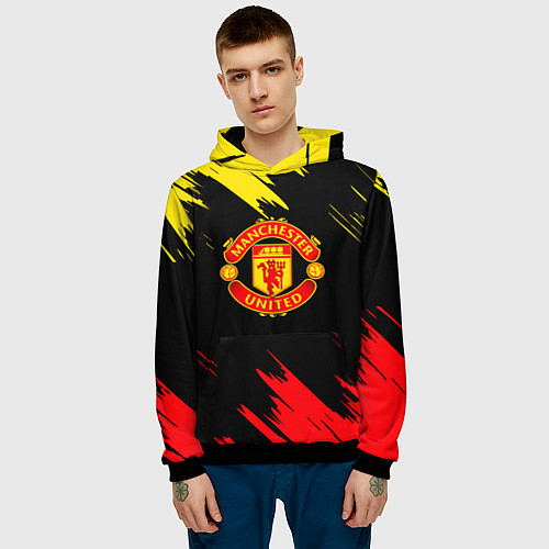 Мужская толстовка Manchester united Texture / 3D-Черный – фото 3