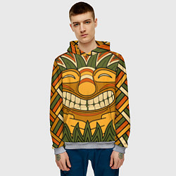 Толстовка-худи мужская Polynesian tiki LUCKY, цвет: 3D-меланж — фото 2