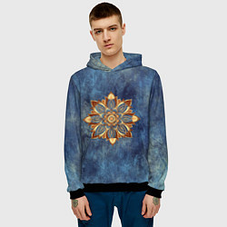 Толстовка-худи мужская Мандала-цветок, цвет: 3D-черный — фото 2