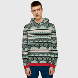 Толстовка-худи мужская Black lace черное кружево, цвет: 3D-красный — фото 2