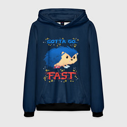 Толстовка-худи мужская Little Sonic gotta go fast, цвет: 3D-черный