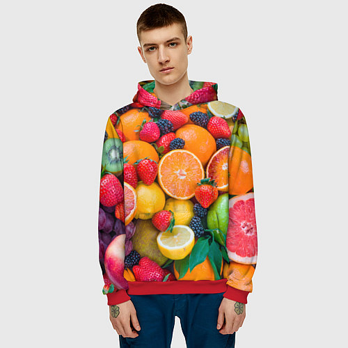 Мужская толстовка ABUNDANCE OF FRUITS / 3D-Красный – фото 3