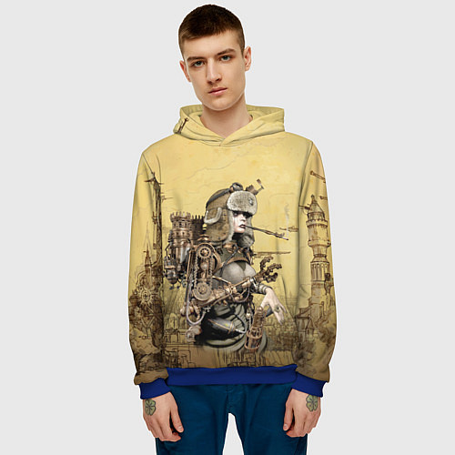 Мужская толстовка Крутая девчонка в стиле Стимпанк / 3D-Синий – фото 3