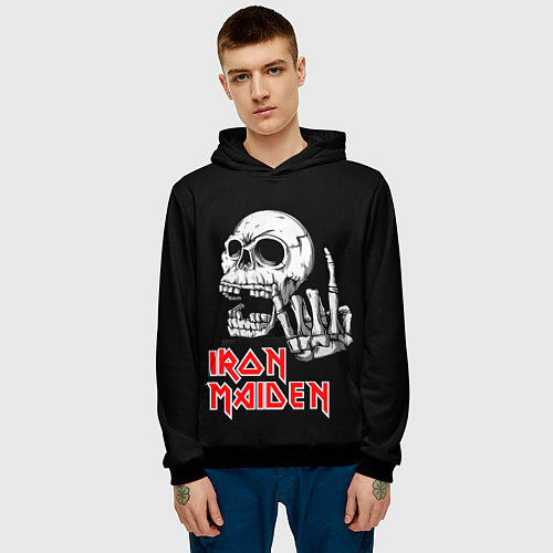 Мужская толстовка Iron Maiden Череп / 3D-Черный – фото 3