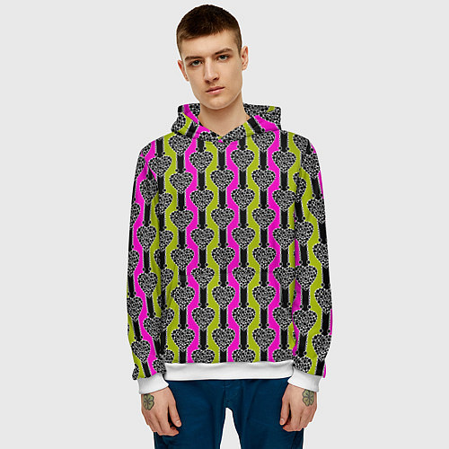 Мужская толстовка Striped multicolored pattern Сердце / 3D-Белый – фото 3