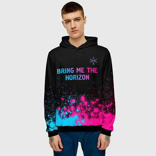 Мужская толстовка Bring Me the Horizon Neon Gradient / 3D-Черный – фото 3