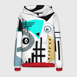 Толстовка-худи мужская Абстрактный современный дизайн, цвет: 3D-красный